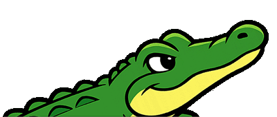 Cartoon crocodile approaching the ducks